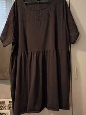 Plus-Size Torrid Grey Eyelet Yoke Tiered Dress